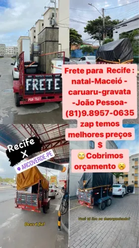 Frete e mudanças pequenas . Todas regiões . Maceió .recife.paulista .Caruaru .João Pessoa