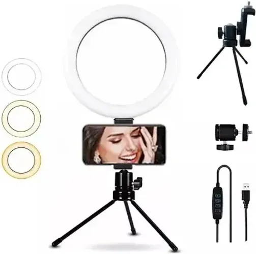 Ring Light De Mesa Iluminador De Led Tripé 6 Polegadas 16cm
