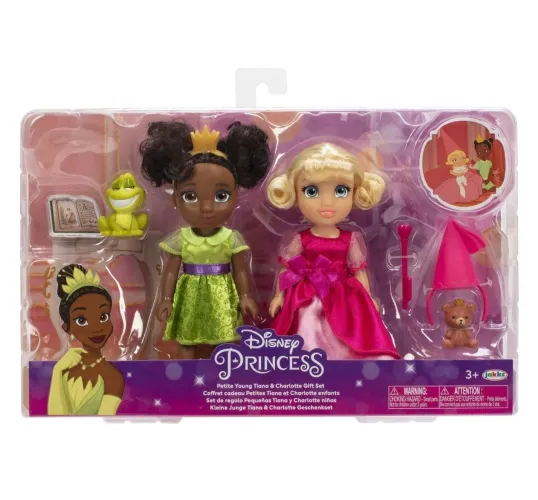 Mini bonecas Jakks Pacific Disney Petite Tiana e Charlotte  Set.
