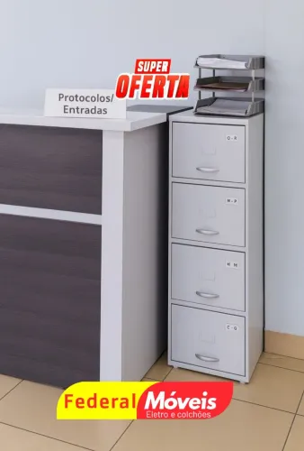 Armário Arquivo em Aço 60cm com 4 Gavetas - Novo e resistente!