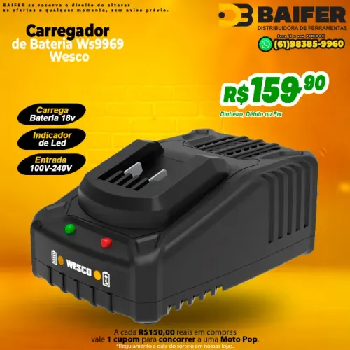 Carregador de Bateria 18v Ws9969 Wesco