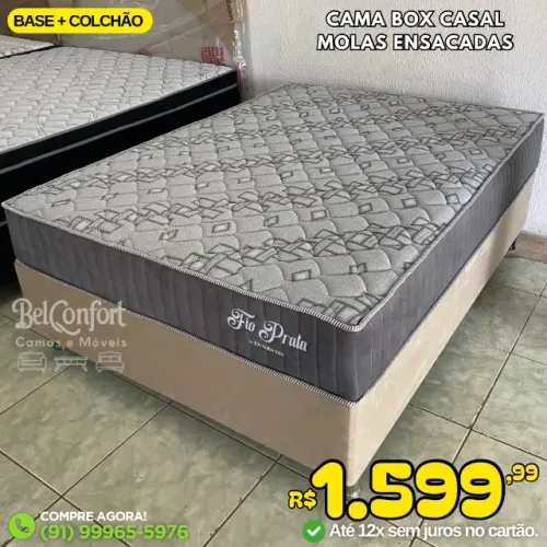 Cama Box Casal Molas Ensacadas Fio Prata