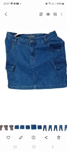 Saia Jeans Cargo Azul CURTA
