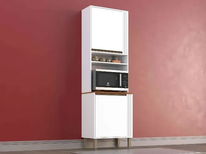 Armário Paneleiro Cozinha Perola 2Pts Branco Salleto - Entrega Rápida! 
