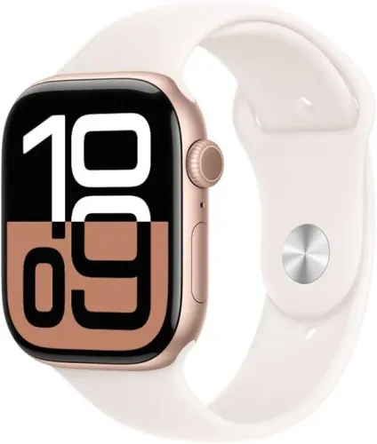 Apple Watch Series 10 GPS ? Caixa ouro rosa de alumínio - 46 mm ? Pulseira esportiva 