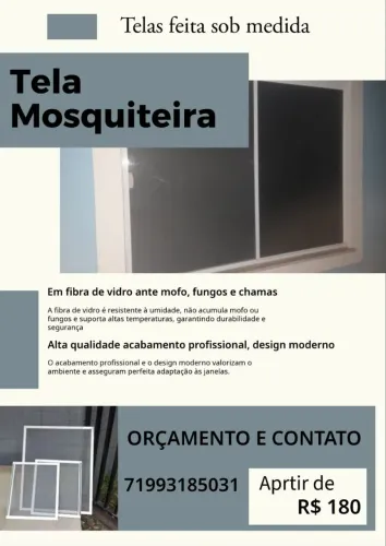 Telas mosquiteiros com perfil de alumínio e telas em fibra de vidro