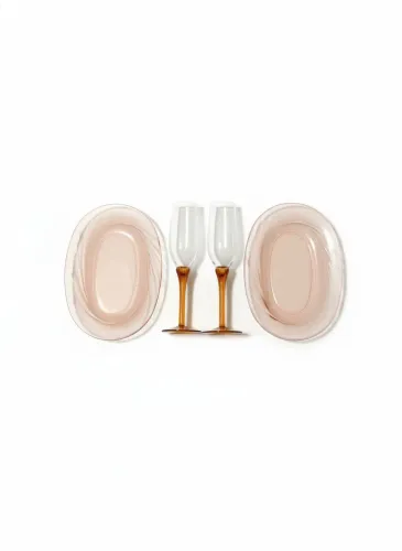 2 Travessa Oval de Vidro Rosa Nadir Figueiredo 2 Taça de Champanhe