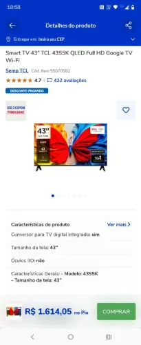Tv  TCL 43 polegadas 
