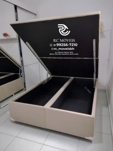 Cama box Baú De casal 1.38x1.88 Bipartido Blindado com Pistão a Gás