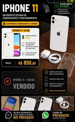 Vendo Iphone 11 64GB em ótimo estado de conservação