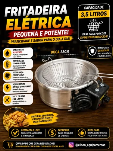 Fritadeira elétrica 3,5 litros pequena 