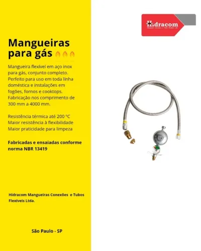 Kit Flexível para Fogão Forno e Cooktop à Gás 1/2"