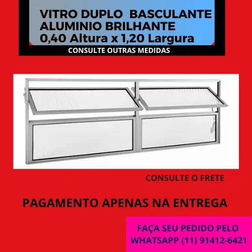 Vitro basculante alum branco - 0,40x1,20 - varias medidas - frete a/c