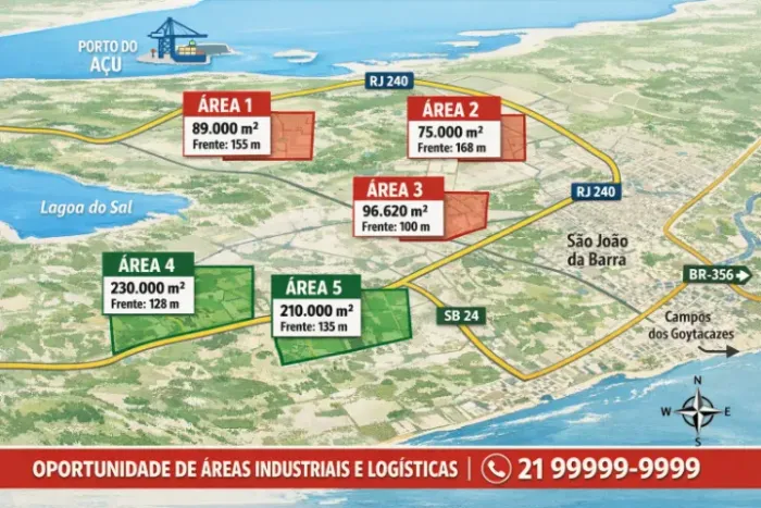 ÁREAS INDUSTRIAIS E LOGÍSTICAS PARA LOCAÇÃO - PORTO DO AÇU (RJ)