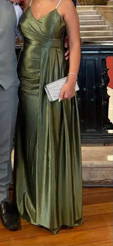 Vestido madrinha de casamento verde Oliva + bolsa + sapato