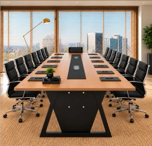 Mesa de Reunião Santoro Oak Delluxe. Alto Padrão: 12 Lugares. L4,80m x P1,30m x A0,74m