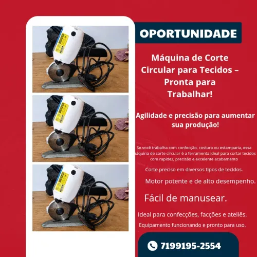 Máquina de Corte Circular para Tecidos - Pronta para Trabalhar!