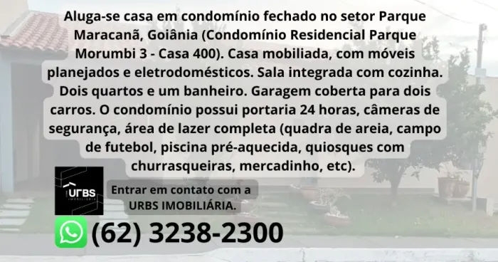 Aluga-se casa em condomínio fechado no setor Parque Maracanã, Goiânia (Condomínio Residenc