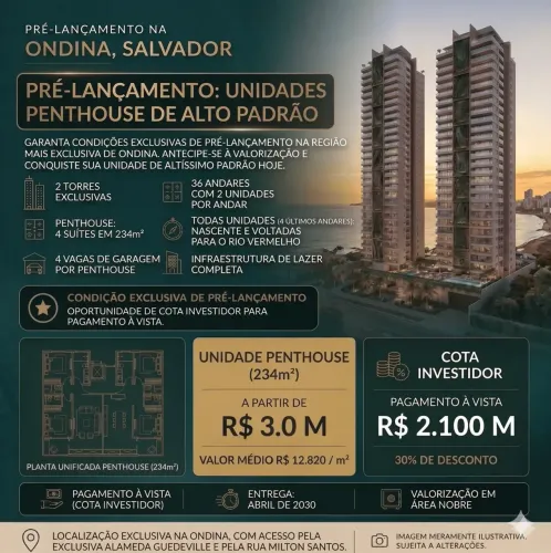 Penthouse Com 4 Suítes Em 234M² | Rooftop Privativo | Ondina. GD2JU4