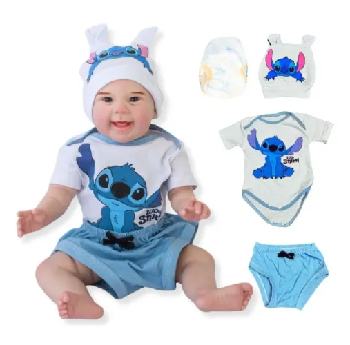 bebê reborn menino boneco realista de silicone stitch