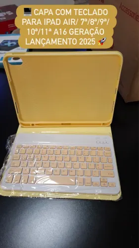 Capa com teclado para iPad Air/7ª/8ª/9ª/10ª/11ª A16 Geração Lançamento 2025 