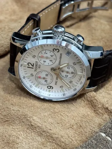 Relógio TISSOT T461 200m Cronógrafo/Safira - mostrador branco aço inoxidável 40mm