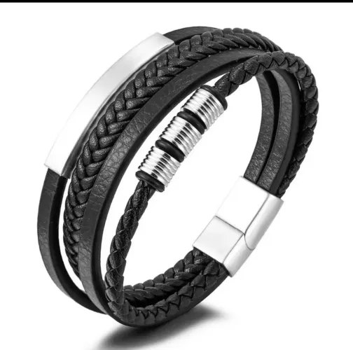 Pulseira masculina de couro