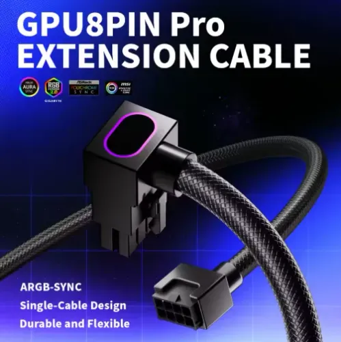 Cabo Adaptador 90 Graus AIJS ARGB Sync 12VHPWR CPU ou GPU