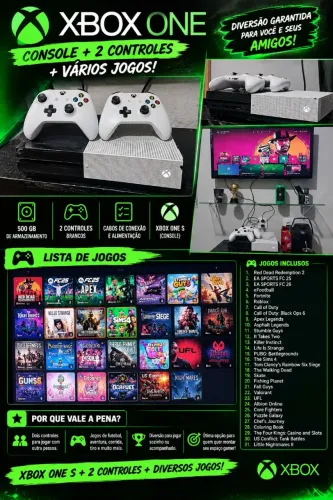 VENDE-SE XBOX ONE + 3 CONTROLES + VÁRIOS JOGOS!