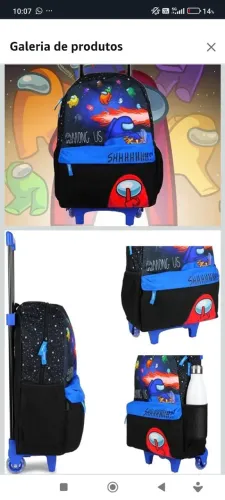 Mochila com rodinhas Amongs Us 15litros