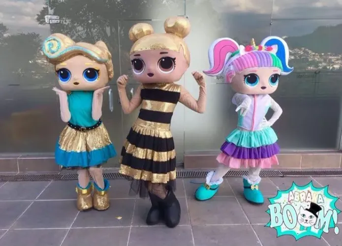 Trio de Fantasias Mascotes Bonecas LOL - Personagens Vivos