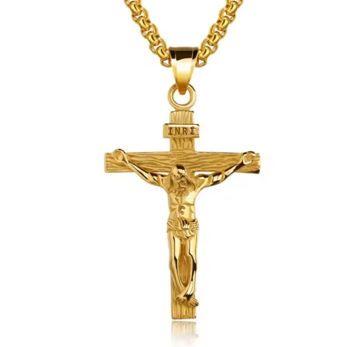 Colar de cruz dourado