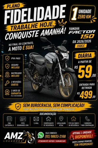 Aluguel moto para Aplicativo Plano Fidelidade