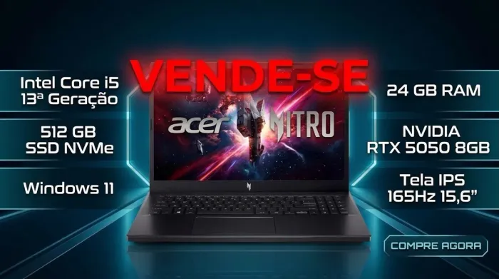 NOTEBOOK GAMER RTX 5050 8GB 24GB RAM CORE I5