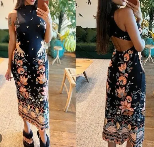 Vestido Midi Farm Estampado Tamanho G
