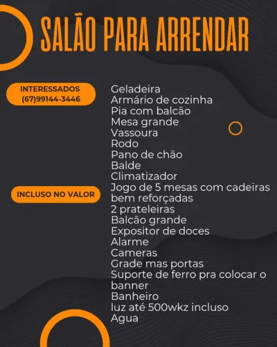 Salão em Terenos pra arrendar