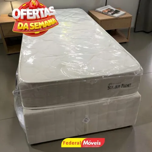 Cama Box Solteiro Colchão com Molas + Base Padrão - Temos loja Física
