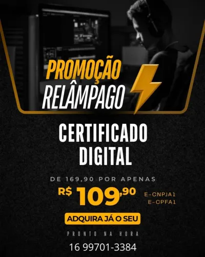 Certificado Digital e-CNPJ A1 para Pessoa Jurídica, válido por 1 ano.