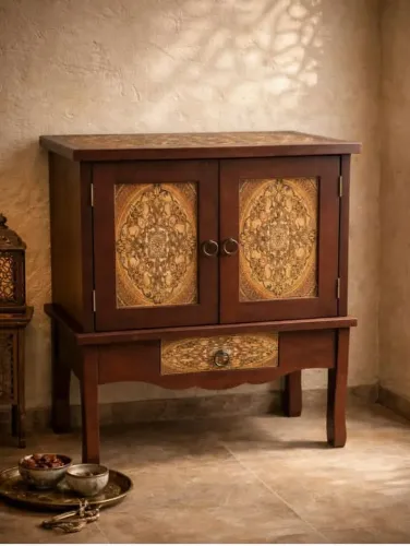 Gabinete decorativo de inspiração oriental