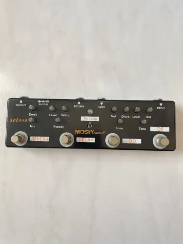 Pedal Mosky - Multi efeitos 5 em 1 - Delay, Reverb, Distorção, Overdrive, FxLoop