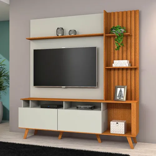 Rack Painel TV 55" Home Dália Nota Fiscal Nature/ Off White Zerooo Aceito Cartão