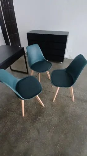 3 - Cadeiras Leda Azul Petróleo 
