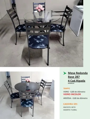 Mesa redonda com 4 cadeiras - Promoção 