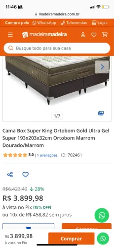 Cama Box Super King Ortobom Gold Ultra Gel Super 193x203x32cm Ortobom