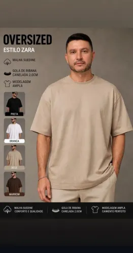 CAMISA OVERSIZED MALHA SUEDINE. Estilo ZARA