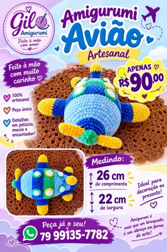 Avião amigurumi