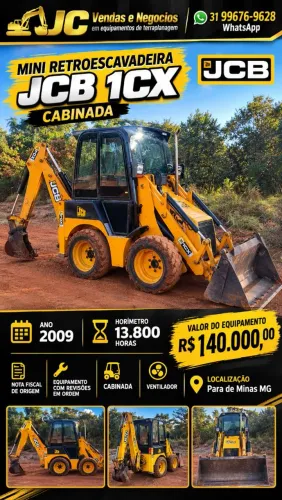Mini retroescavadeira JCB 1CX cabinada 