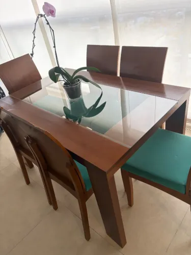Mesa de Jantar com 6 cadeiras 1,40m/90cm