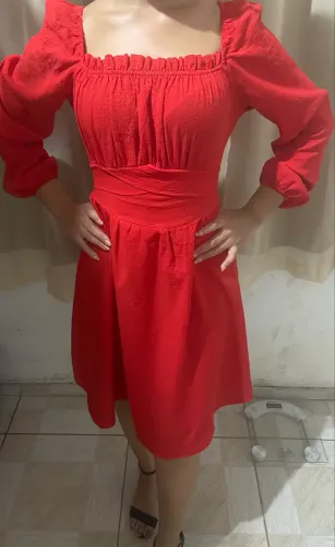 Vestido vermelho manga longa 