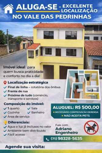  ALUGA-SE - EXCELENTE LOCALIZAÇÃO NO VALE DAS PEDRINHAS